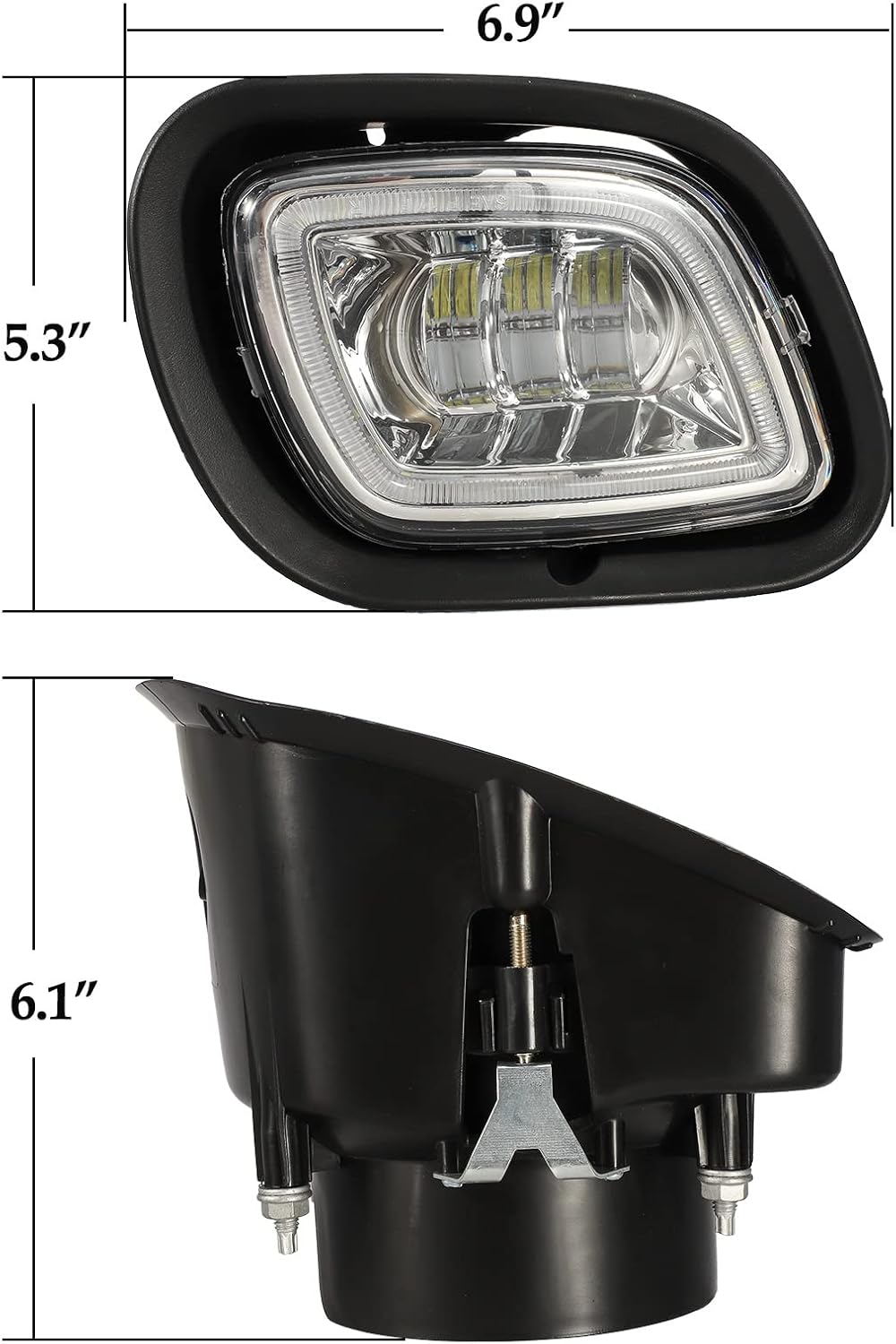 Pair Fog Lights with LED Halo Ring Clear Lens White Light 12V H122174