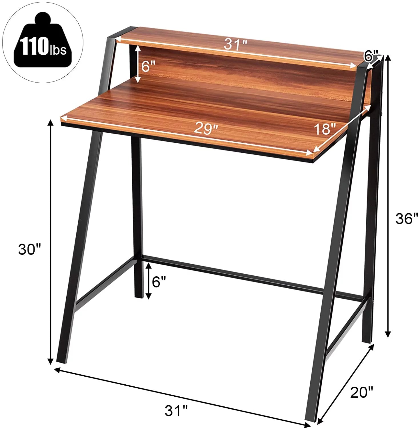 Compact Computer Desk with Sturdy Frame E601