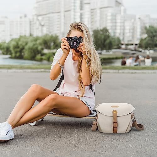 Khaki Canvas Camera Bag with Rain Cover T6037