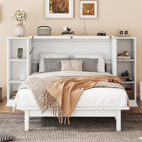 Queen Size Solid Wood Murphy Wall Bed with Storage T8400