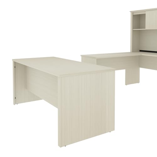 Bark Grey Executive Office Desk with Pedestal and Hutch B938199