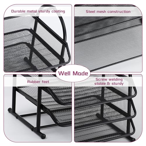 Black 5 Tier Mesh Desktop Letter Trays R647978