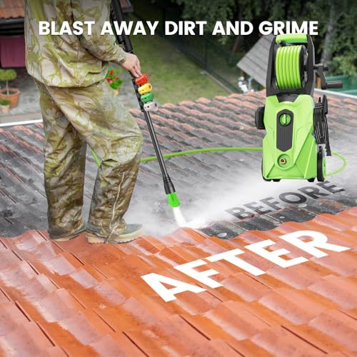 Electric Pressure Washer 5000 PSI 4.0 GPM with 33ft Hose, 4 Nozzle and Foam Cannon, Green Z3417