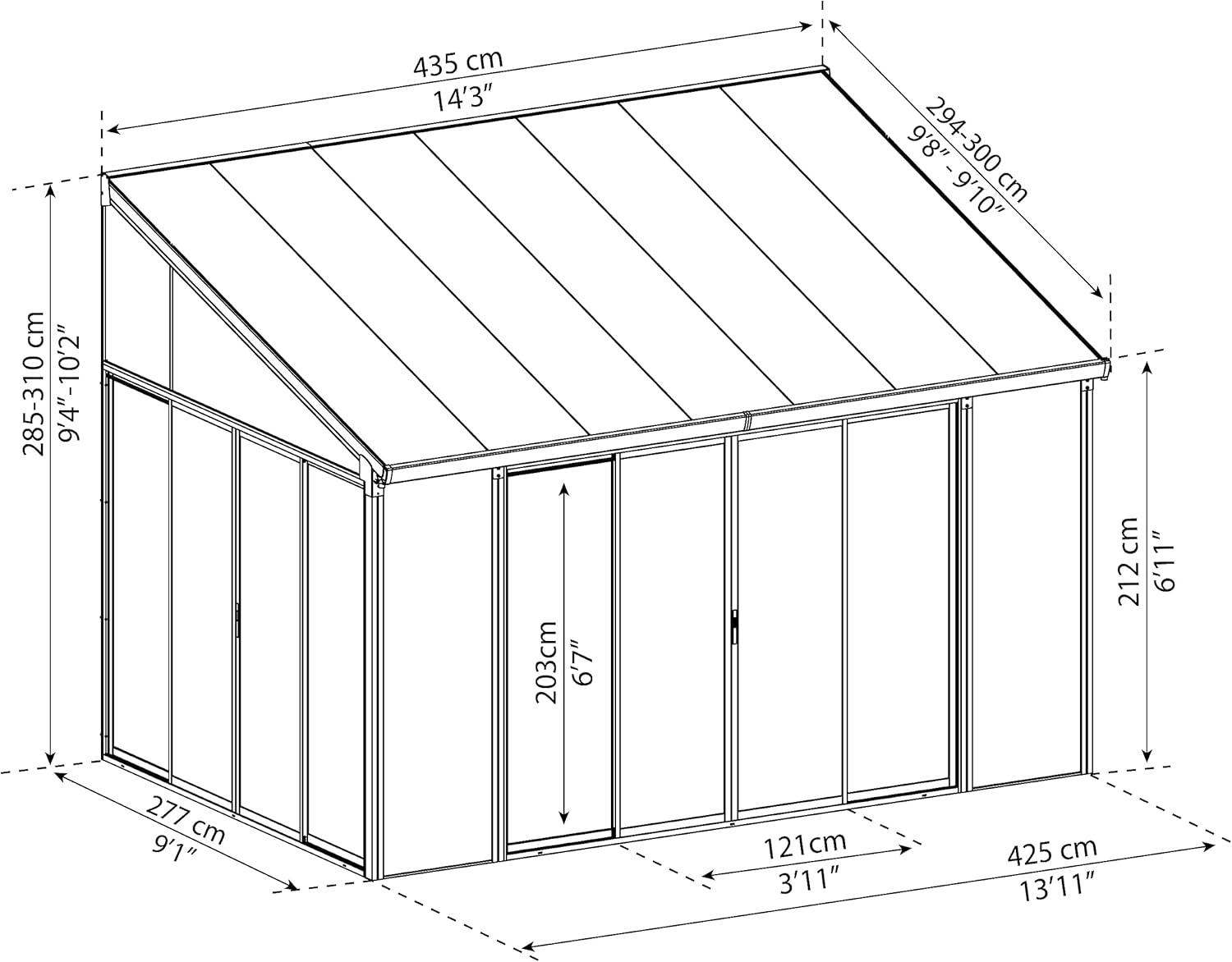 White 10x14 Enclosed Patio Cover Polycarbonate Shelter D79399