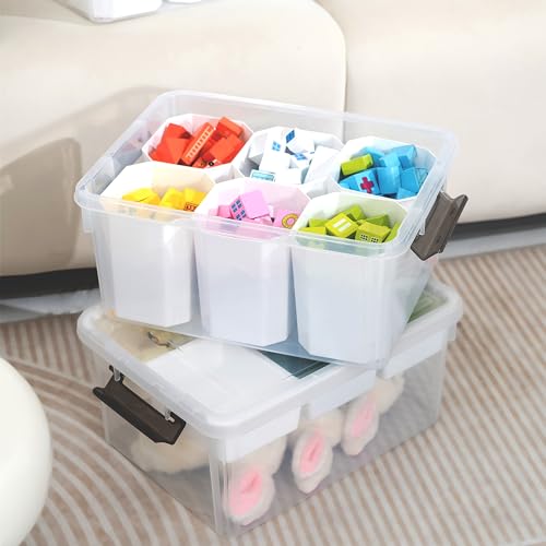 17 QT Plastic Storage Box with Removable Tray U3412