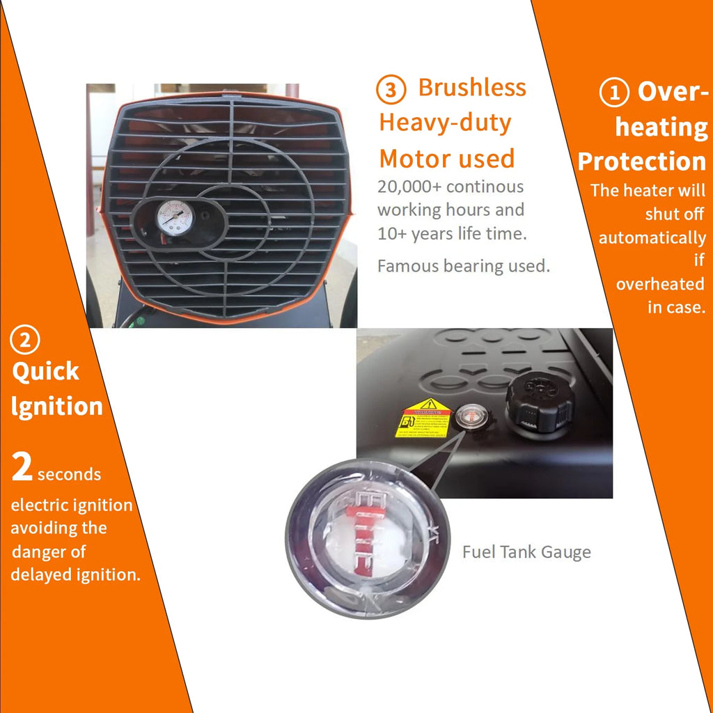 215000BTU Heavy-duty Kerosene Diesel Heater with Thermostat Control U500