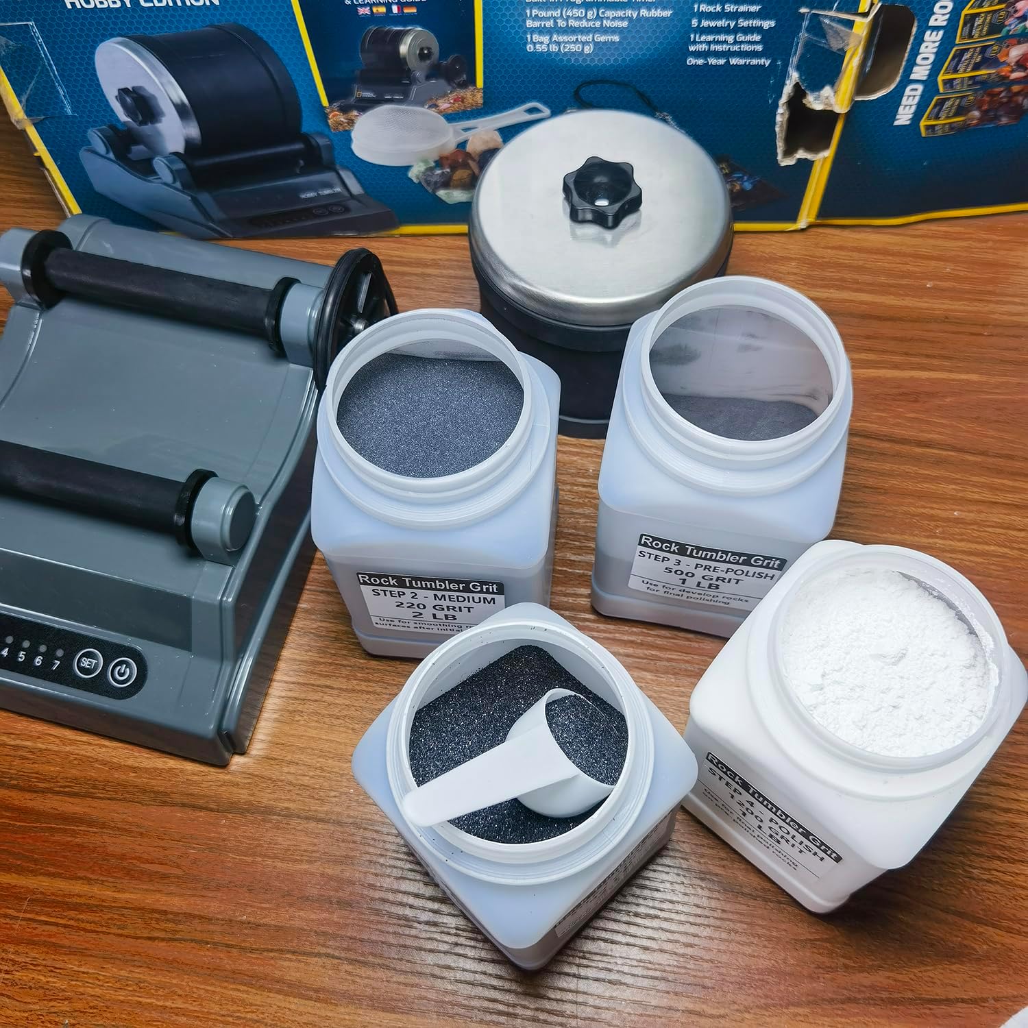 6 Lbs Rock Tumbler Grit Refill Kit with Poly Plastic Pellets B9564