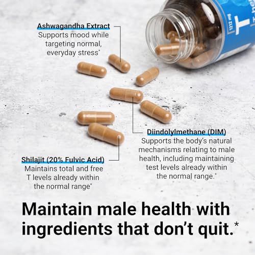 Male Health Supplement with Shoden Ashwagandha, Shilajit, DIM, 60 Caps X57799