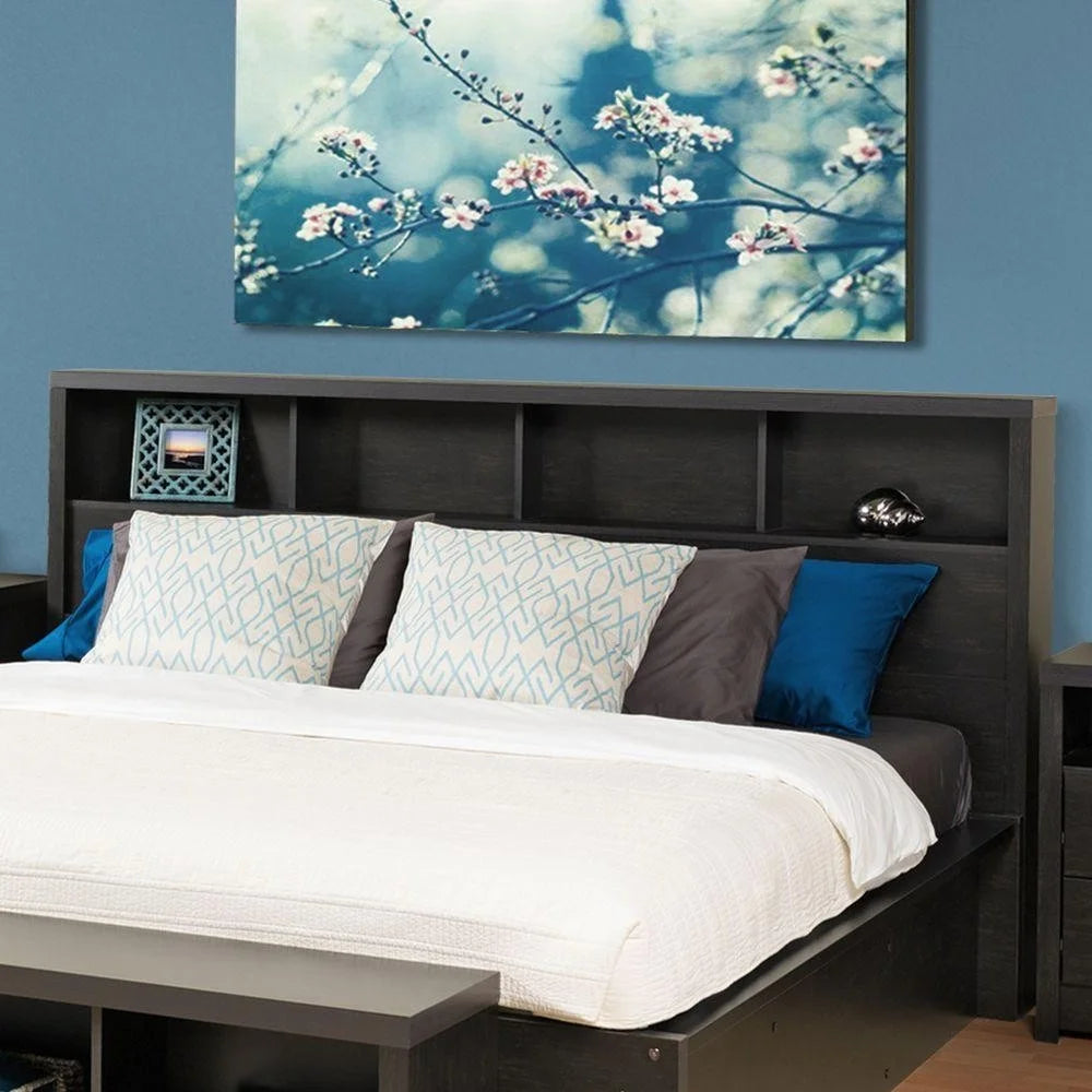 Washed Black King Size Bookcase Headboard J49619
