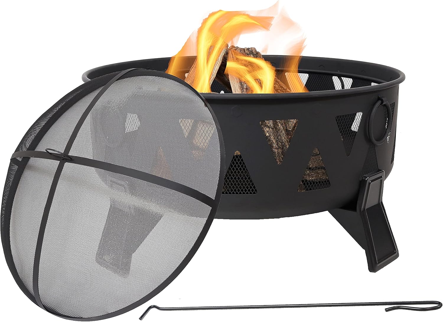 25-Inch Steel Wood-Burning Fire Pit with Poker and Spark Screen S116731