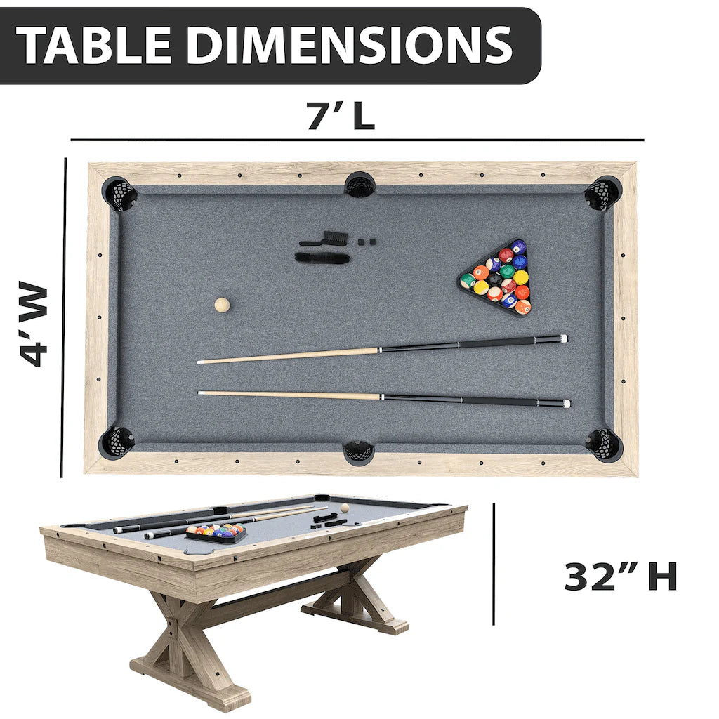 7-ft 3 in 1 Multi Game Pool Table with Dining and Table Tennis Tables B994
