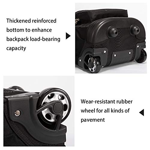 Black Wheeled Rolling Backpack Small Suitcase Carry-on Trolley Bag N6659