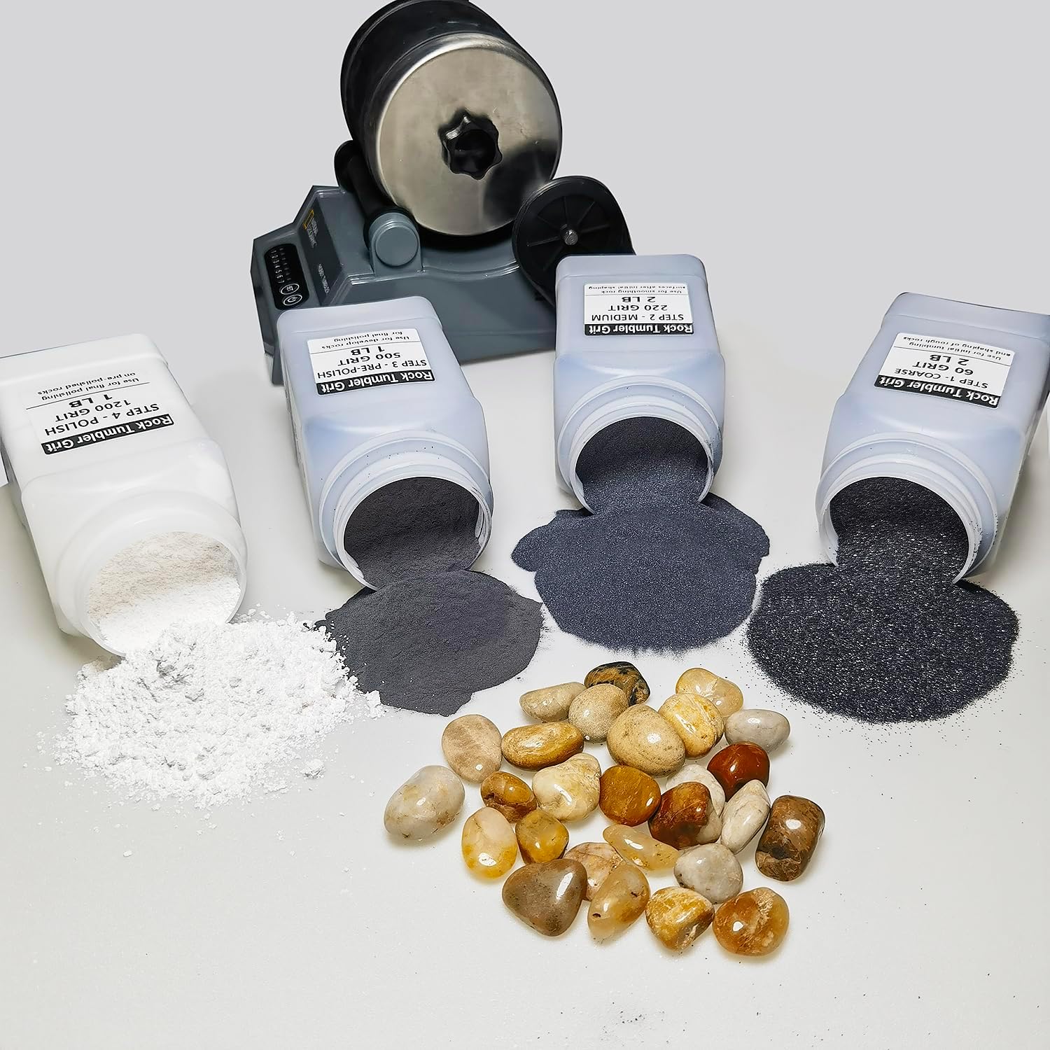 6 Lbs Rock Tumbler Grit Refill Kit with Poly Plastic Pellets B9564