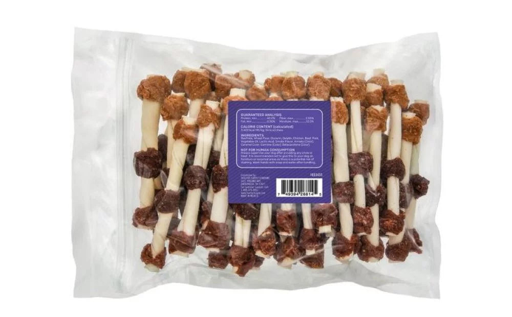 45 Count Natural Pork Chicken Beef Flavor Dog Rawhide Chews F41640