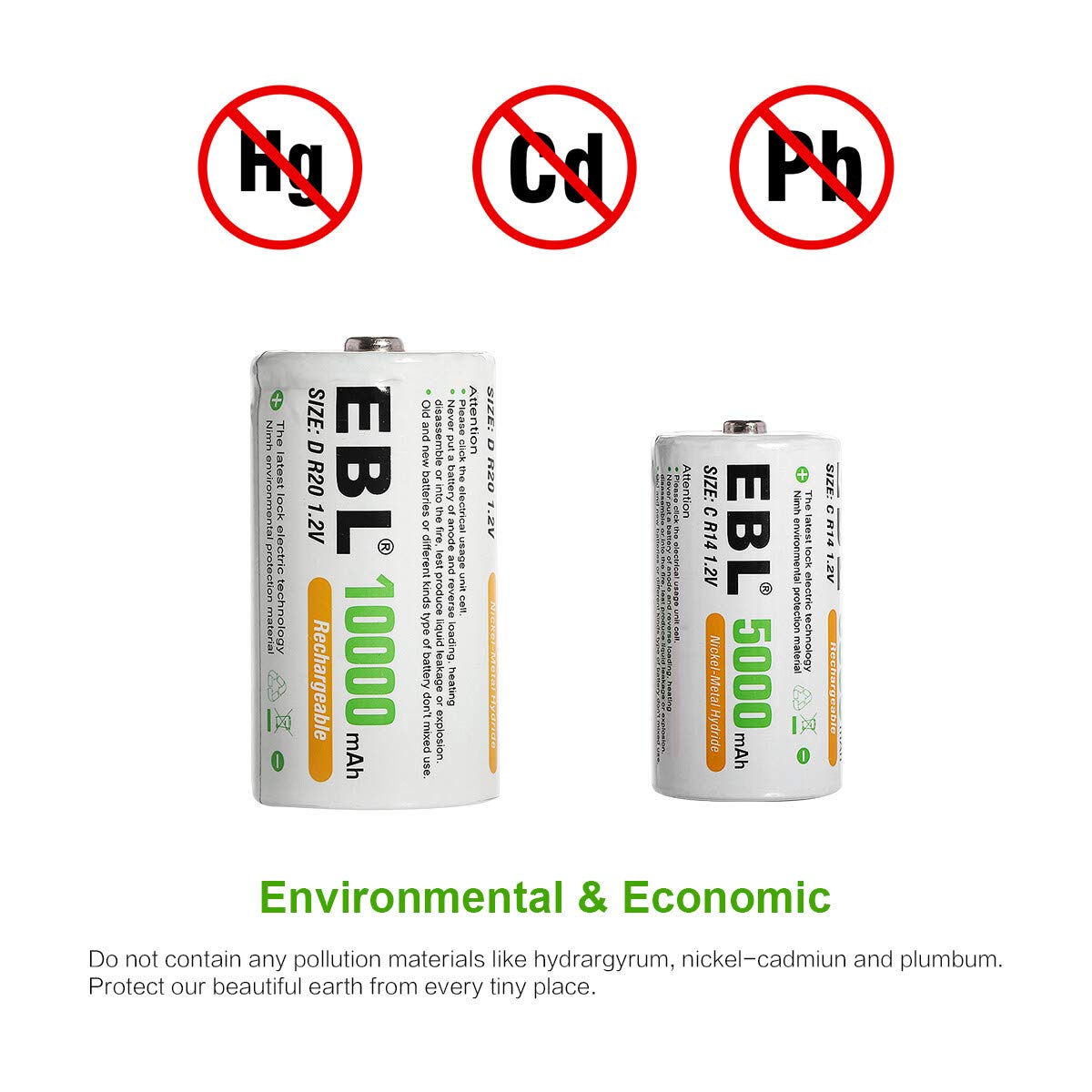 Pack of 4 Rechargeable C Batteries 5000mAh Ni-MH L9989