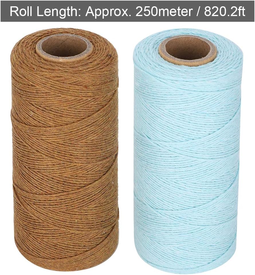 2 Rolls Pure Cotton 8/4 Warp Yarn (Brown + Light Blue) S792