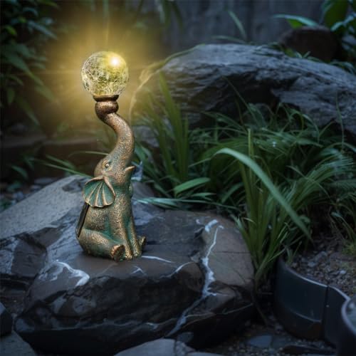 Bronze Solar Elephant Statue Light O7350