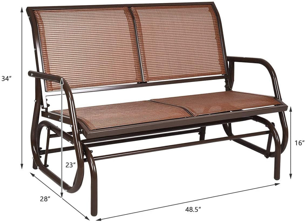 Brown Steel 48 Inch 2 Person Swing Glider Chair I324980