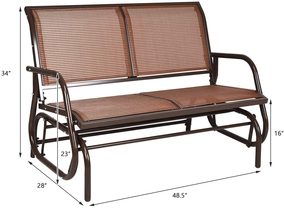 Brown Steel 48 Inch 2 Person Swing Glider Chair I324980