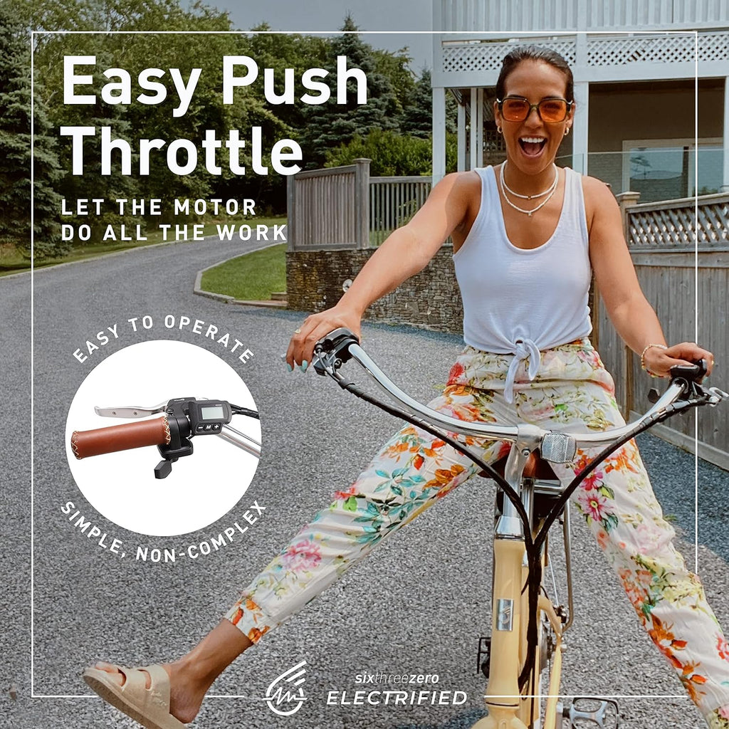 7-Speed Step Through Electric Beach Cruiser Bike, 250 Watt Motor, 26 Inch Wheels, Navy C20403