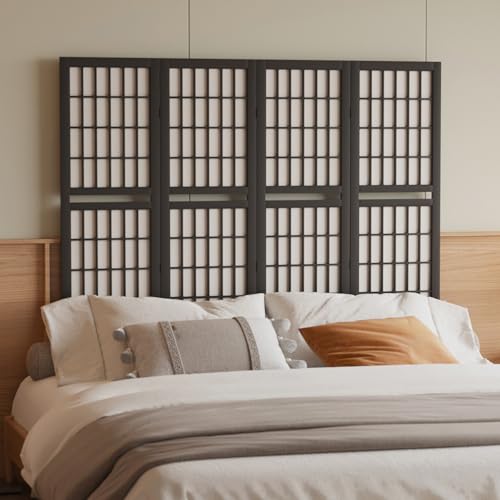 66.9Inch Tall Folding Wood Screen (4Panels, Black) Q97199