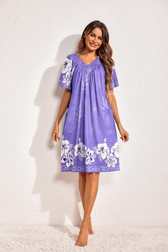 Floral Print Nightgown with Pockets Mumu Dress G781519