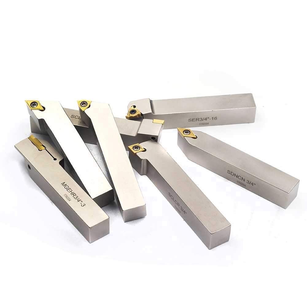 7 Pieces/Set Indexable Lathe Turning Tool Holder with Tin Coated Carbide Inserts Z118389