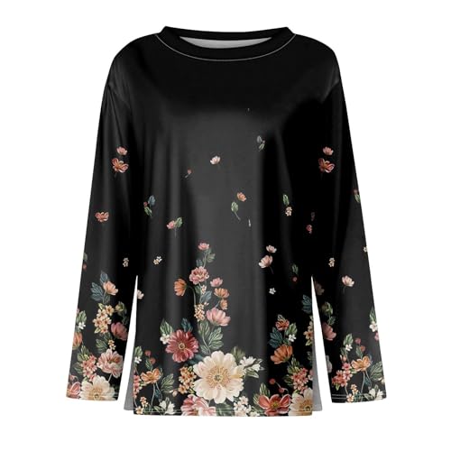 Womens Long Sleeve V-Neck Floral Print Tunic Blouses B65798