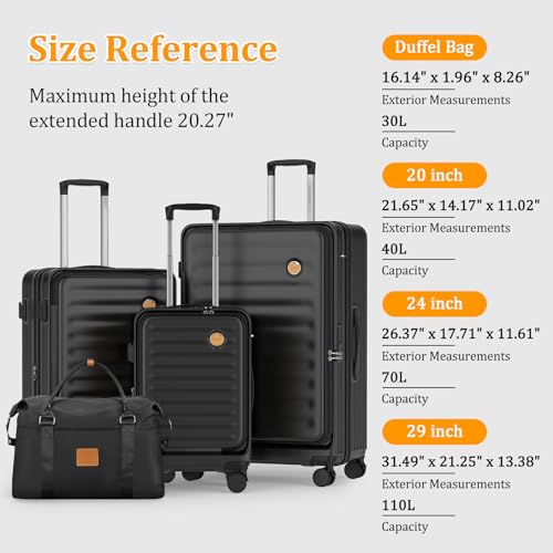 Orange 4 Piece PC Hardside Expandable Luggage Set with Spinner Wheels and TSA Lock O8699