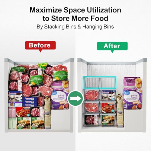 4 Pack Stackable Small Freezer Organizer Bins, White B599