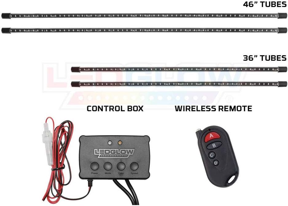 4pc Multi-Color LED Underbody Lighting Kit with Control Box & Remote Q417