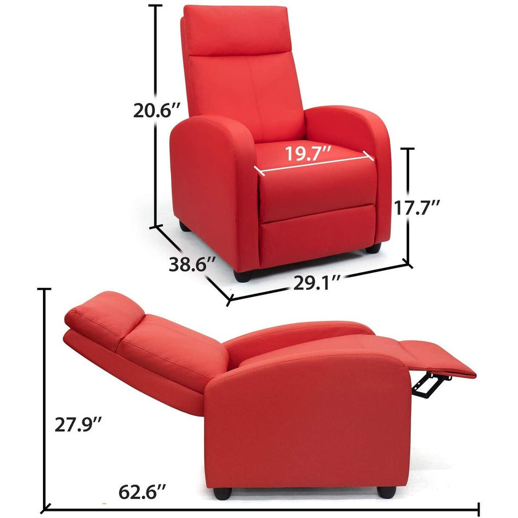 Red PU Leather Single Recliner Sofa E906524