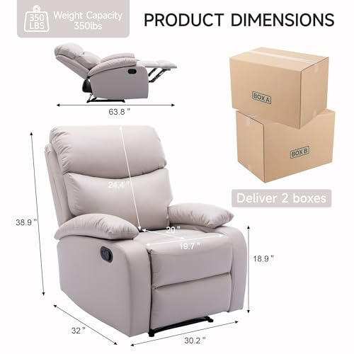 Beige Small Leather Recliner Chair U4311