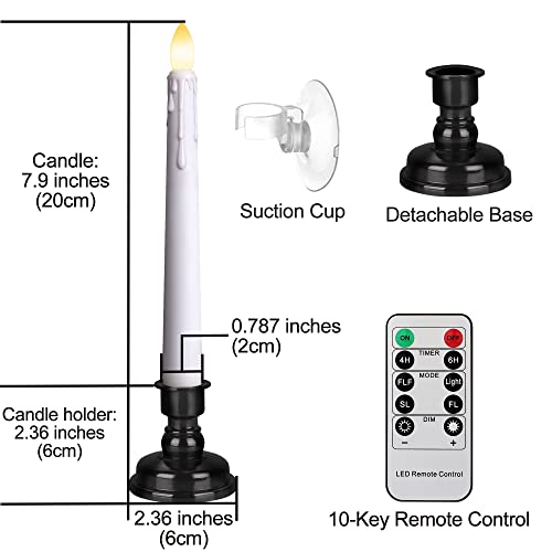 6PCS Flameless Taper Candles with Remote, 8 Inch Battery Operated LED Window Candle Lights (Ivory) J429034