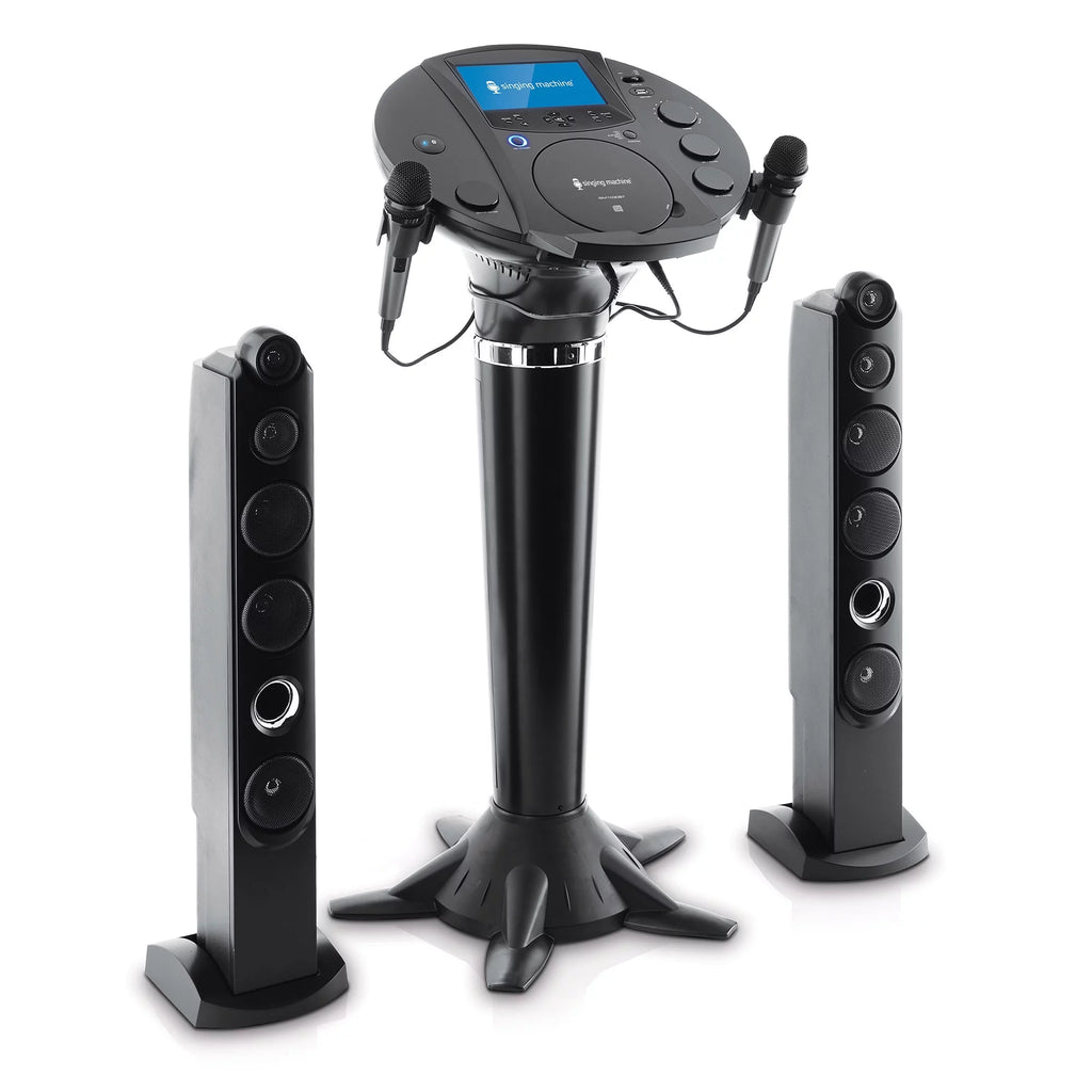 Black Bluetooth Pedestal Karaoke System with Two Microphones I7411