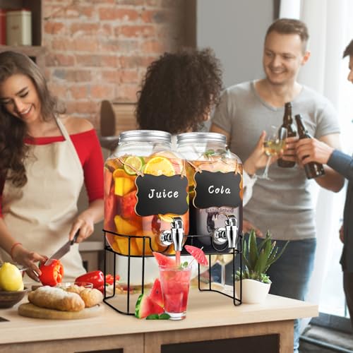 1 Gallon Glass Beverage Dispenser With Stand And Spigot N4868