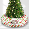 3ft x 3ft Red and Green Cat Tunnel Christmas Tree Skirt with Washable Cushion I1993