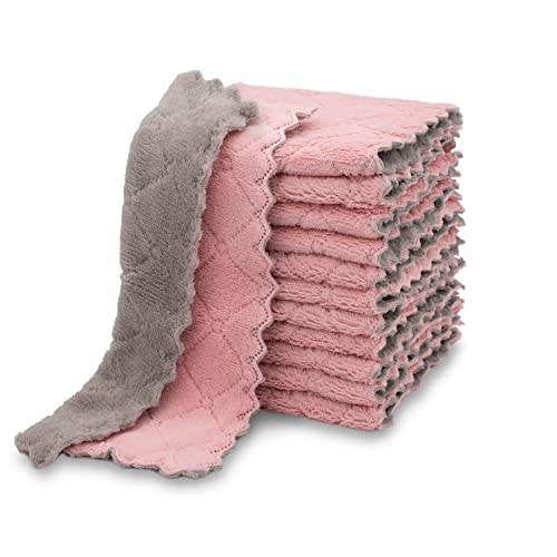 12 Pack Coral Velvet Kitchen Dish Towels Y21159
