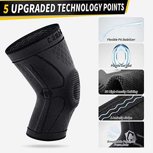 2 Pack Knee Compression Sleeves with Side Stabilizers & Patella Gel Pad X3541