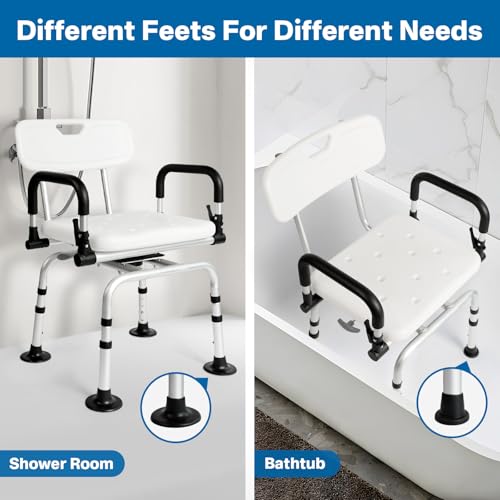 Black Heavy Duty Swivel Shower Chair with Arms Back R94134
