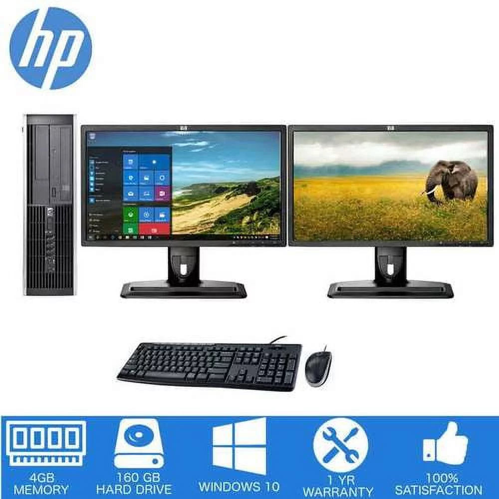 Desktop Computer Intel Core 2 Duo 4GB Memory 160GB Hard Drive Windows 10 Dual 19" LCDs Used Z938