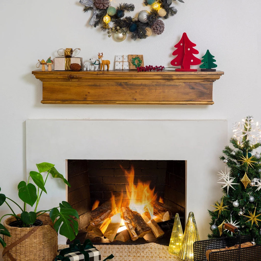 48" Rustic Ash Wood Mantel Shelf L15404