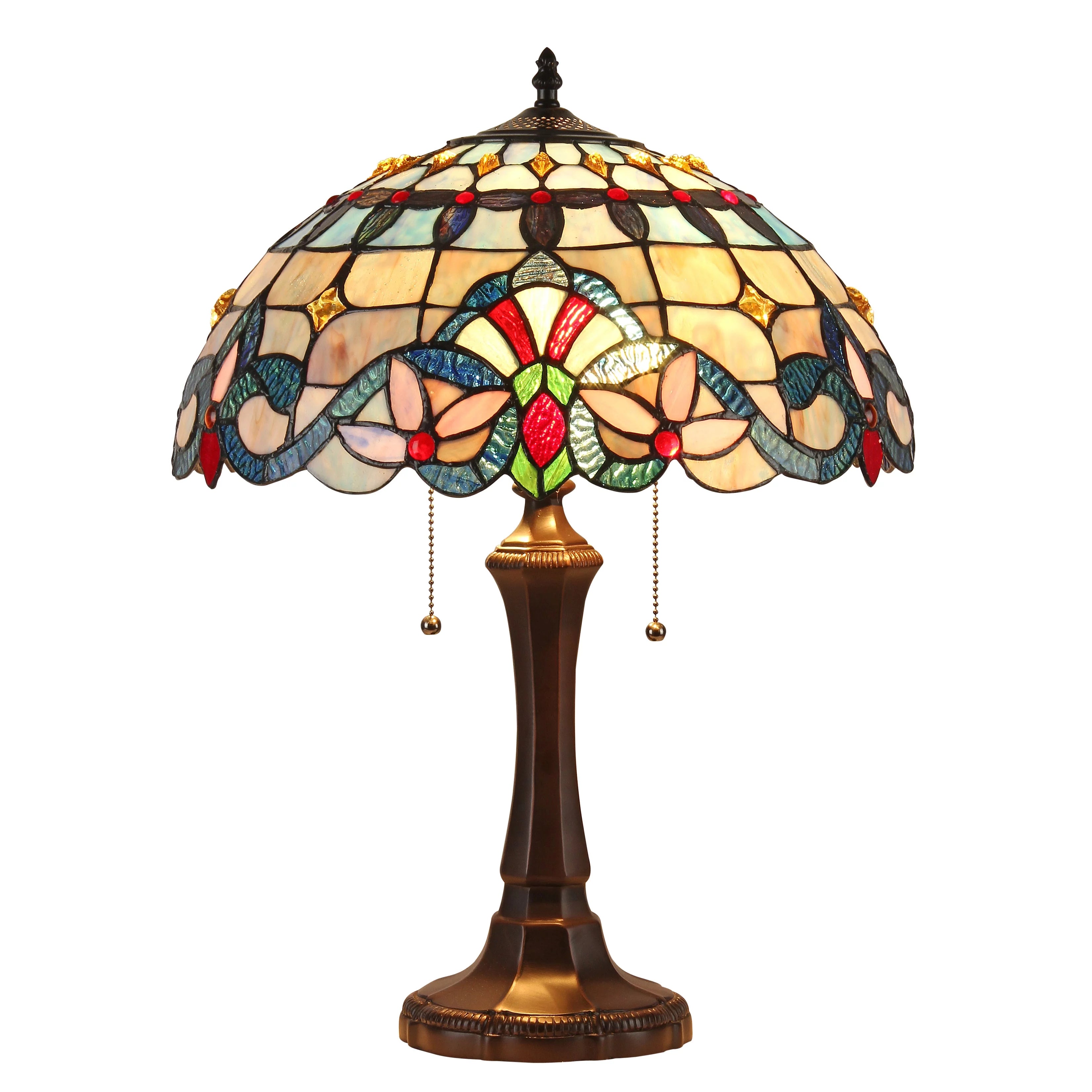 Tiffany-Style 2 Light Victorian Table Lamp 16" Shade R669547