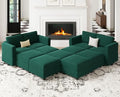 Oversized Velvet Blue Modular Sectional Sofa with Storage Ottomans G788