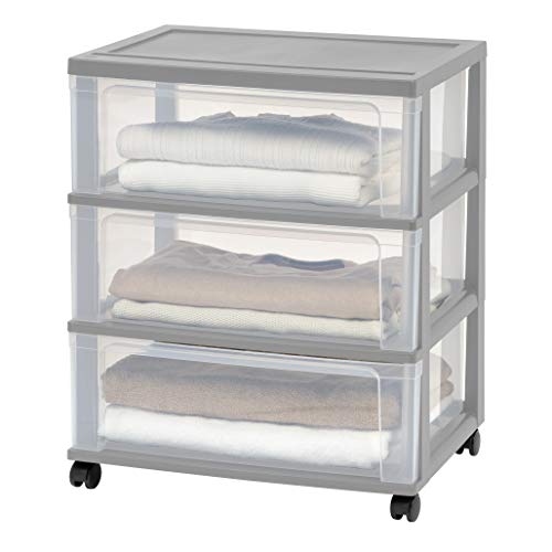 Gray 3-Drawer Plastic Rolling Cart with Wheels A1976
