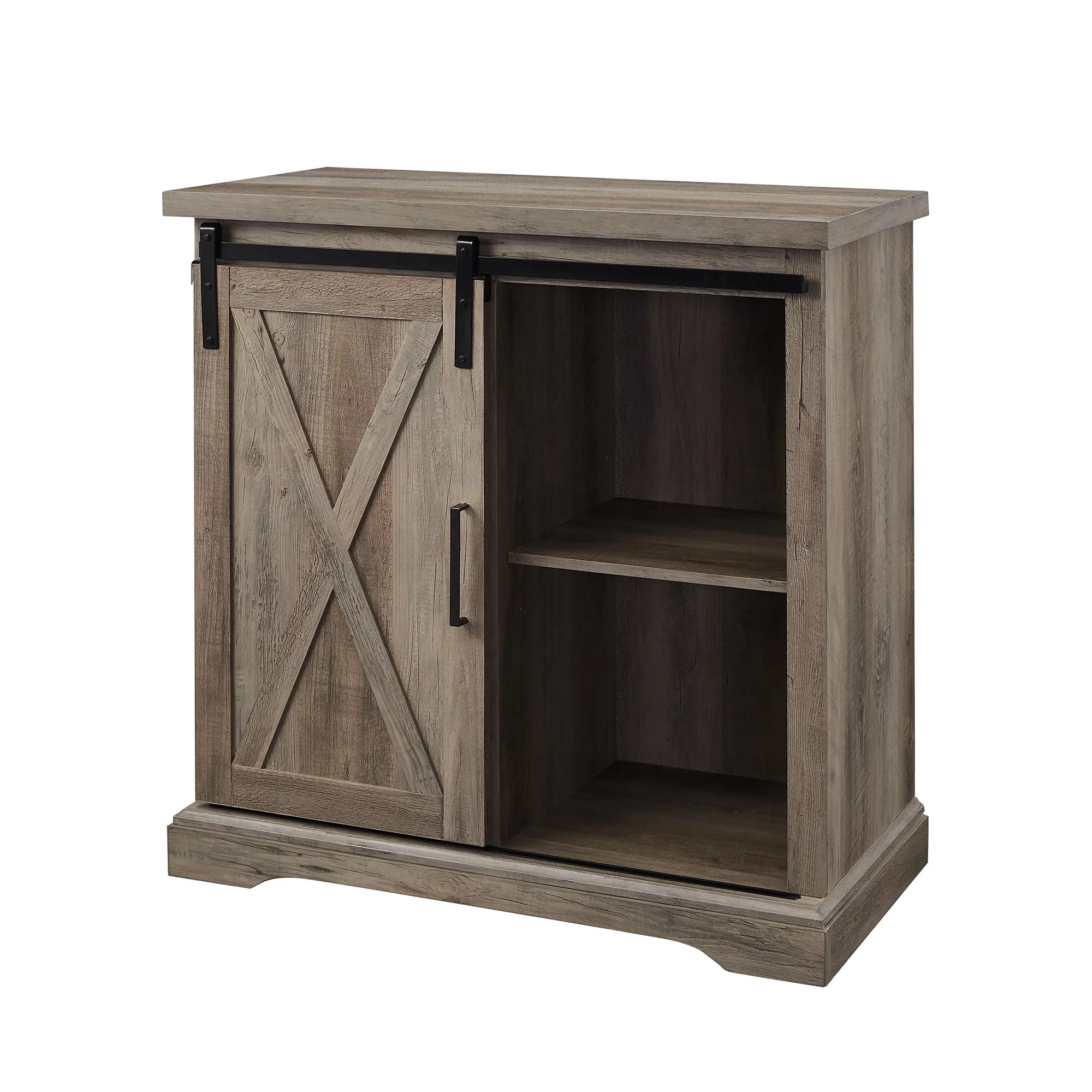 Grey Wash Sliding Barn Door Accent Cabinet D407556