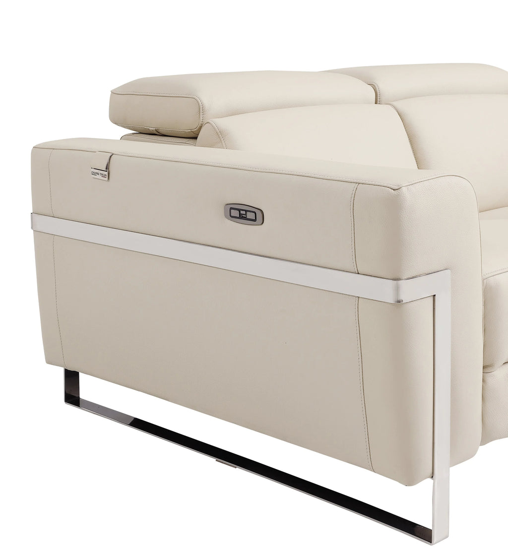 Beige Top Grain Italian Leather Power Recliner Chair O5017