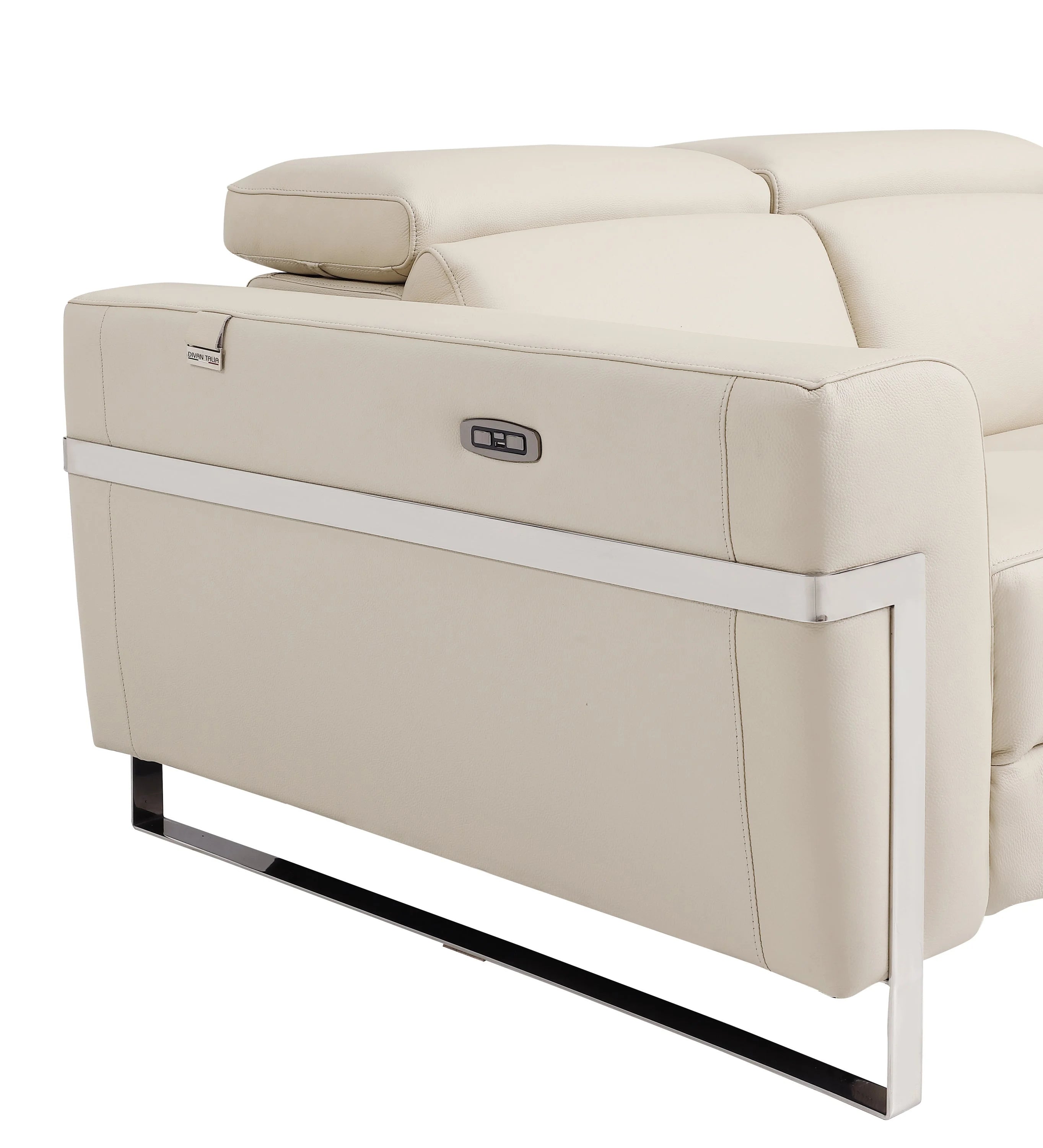 Beige Top Grain Italian Leather Power Recliner Chair O5017