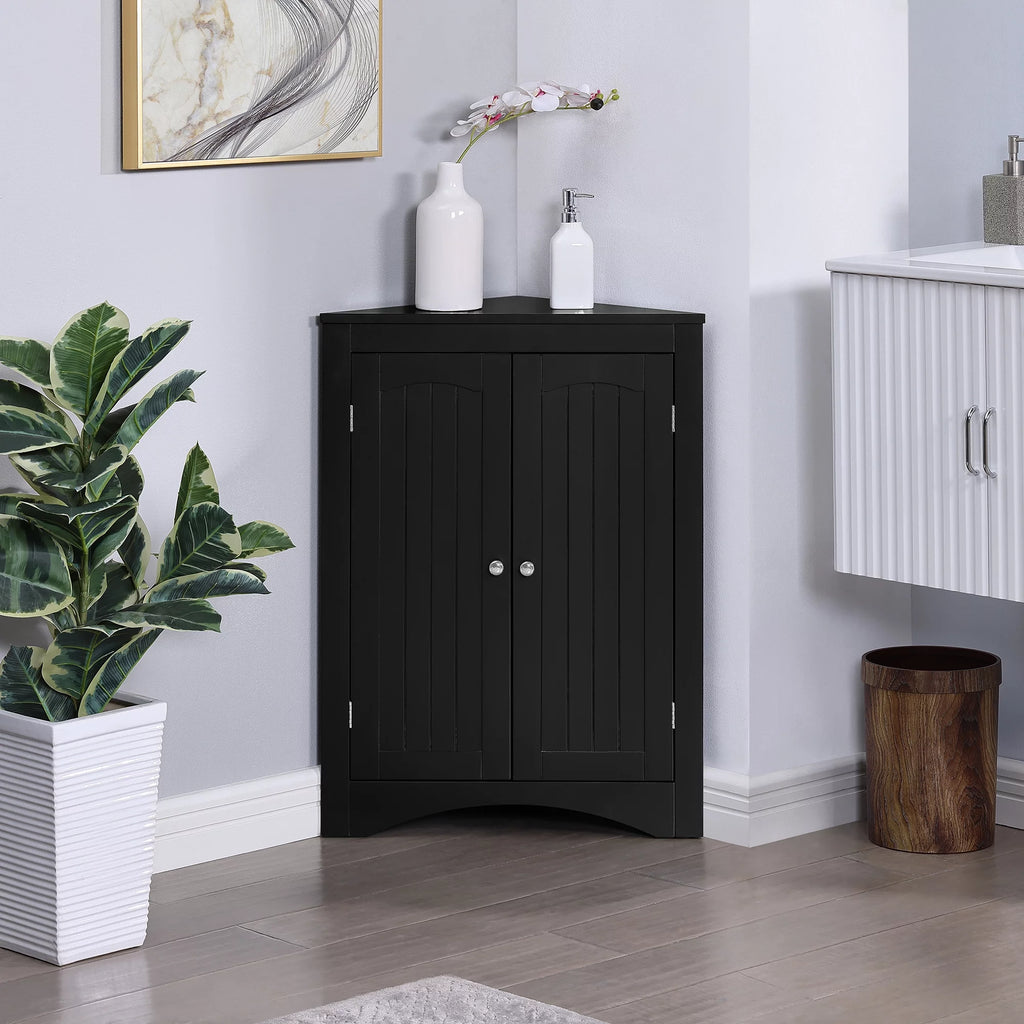 Free Standing Corner Storage Cabinet with Doors and Shelves Q901017