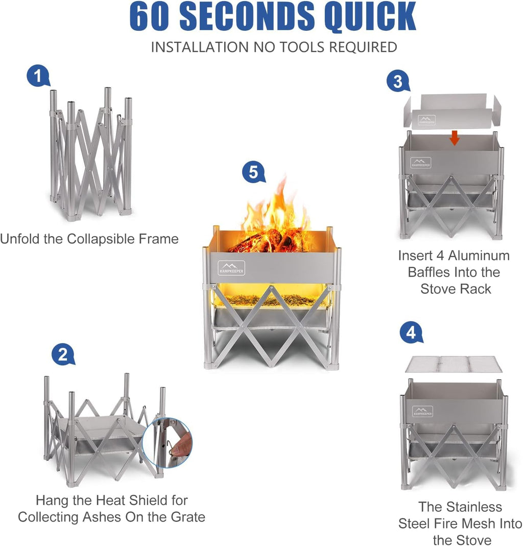 18 Inch Portable Wood Burning Fire Pit with Heat Shield E19841